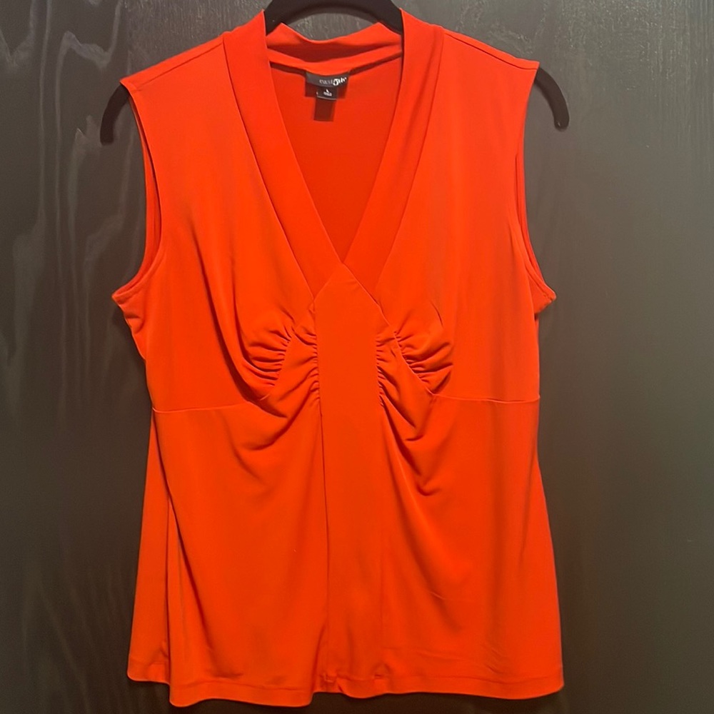 EUC East 5th Orange Top Blouse Sleeveless So Pretty! Size Large